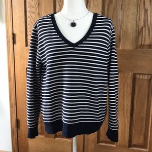 Blue & White long sleeve stipe top